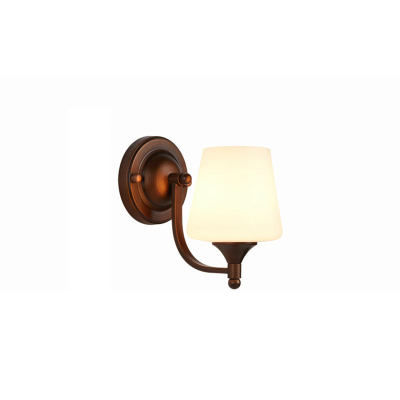 Contemporary Retro Iron Glass Lantern Flower 1-Light Wall Sconce Lamp For Living Room