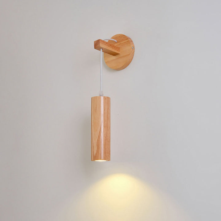 Lámpara de pared de cilindro de vidrio de roble minimalista moderna LED para dormitorio 
