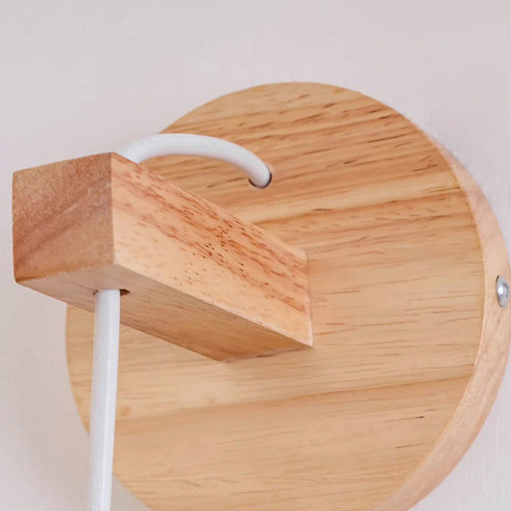 Lámpara de pared de cilindro de vidrio de roble minimalista moderna LED para dormitorio 