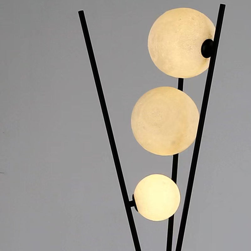 Contemporary Scandinavian Iron PLA Moon 3-Light Standing Floor Lamp For Bedroom