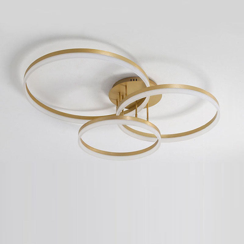 Modern Minimalist Aluminum Acrylic Round LED Semi-Flush Mount Ceiling Light For Living Room