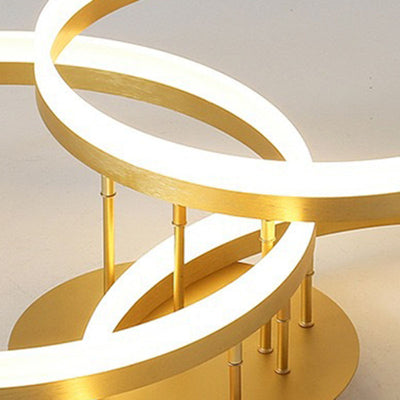 Modern Minimalist Aluminum Acrylic Round LED Semi-Flush Mount Ceiling Light For Living Room