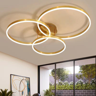 Modern Minimalist Aluminum Acrylic Round LED Semi-Flush Mount Ceiling Light For Living Room