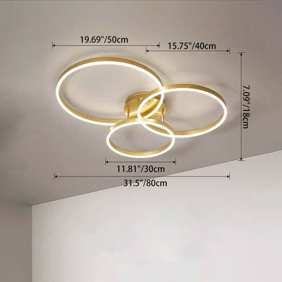 Modern Minimalist Aluminum Acrylic Round LED Semi-Flush Mount Ceiling Light For Living Room