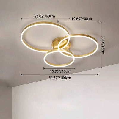 Modern Minimalist Aluminum Acrylic Round LED Semi-Flush Mount Ceiling Light For Living Room
