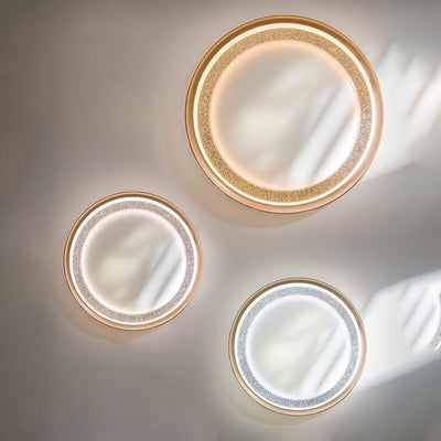 Modern Luxury Aluminum Acrylic Iron Round LED Flush Mount Ceiling Light For Living Room