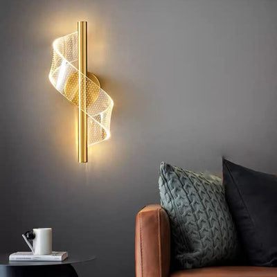 Contemporary Scandinavian Iron Acrylic Linear LED Wall Sconce Lamp For Bedroom