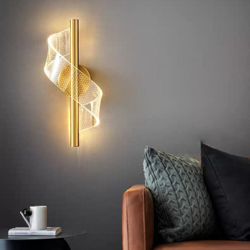 Contemporary Scandinavian Iron Acrylic Linear LED Wall Sconce Lamp For Bedroom