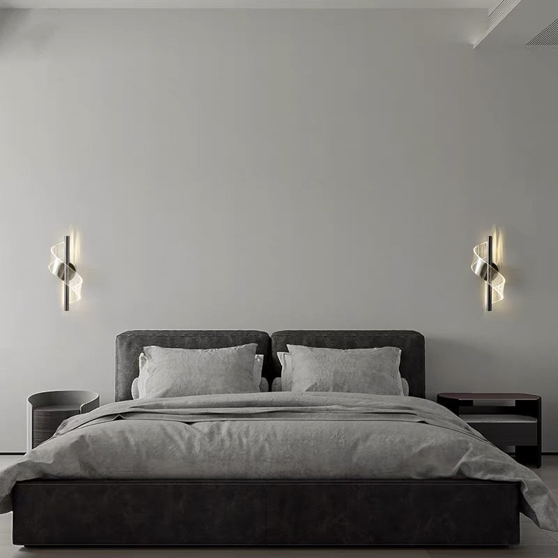 Contemporary Scandinavian Iron Acrylic Linear LED Wall Sconce Lamp For Bedroom