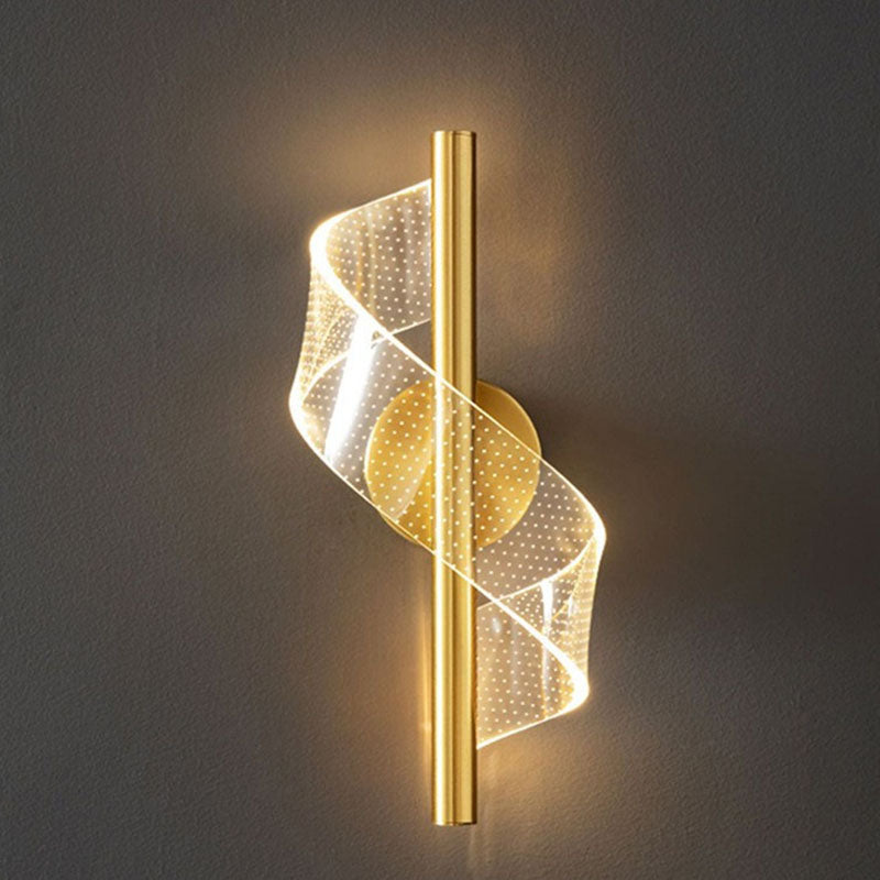 Contemporary Scandinavian Iron Acrylic Linear LED Wall Sconce Lamp For Bedroom
