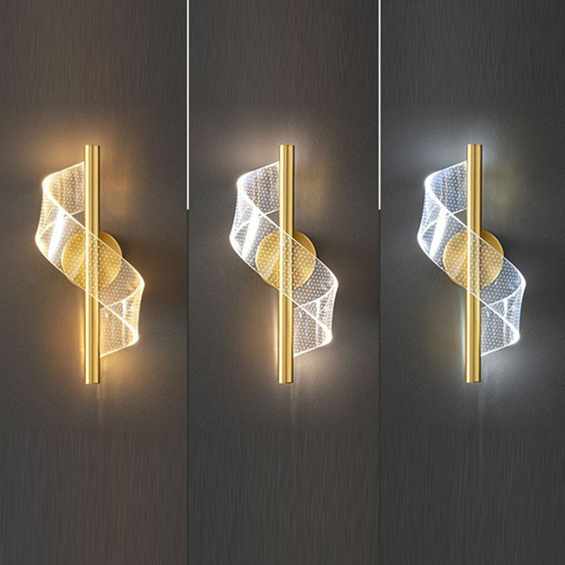 Contemporary Scandinavian Iron Acrylic Linear LED Wall Sconce Lamp For Bedroom