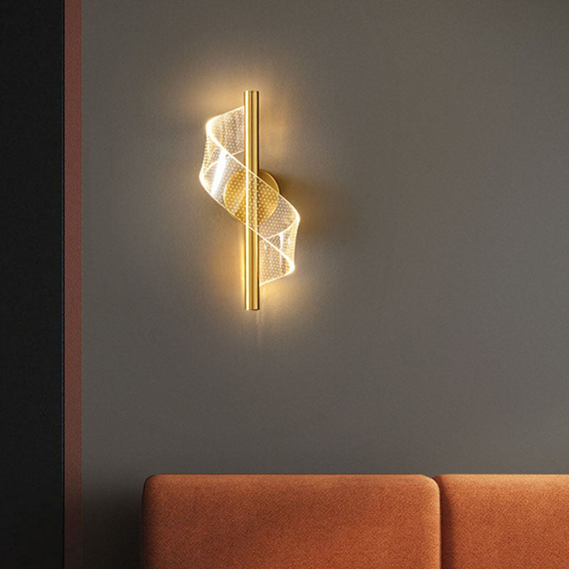 Contemporary Scandinavian Iron Acrylic Linear LED Wall Sconce Lamp For Bedroom
