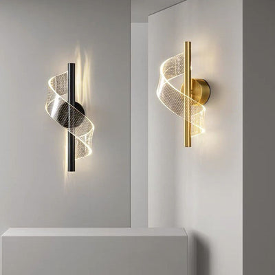 Contemporary Scandinavian Iron Acrylic Linear LED Wall Sconce Lamp For Bedroom