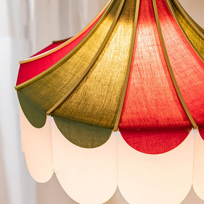 Modern Art Deco Metal Fabric Round 1-Light Pendant Light For Bedroom
