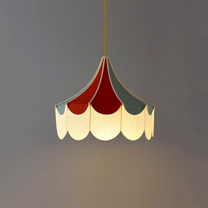 Modern Art Deco Metal Fabric Round 1-Light Pendant Light For Bedroom