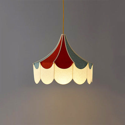 Modern Art Deco Metal Fabric Round 1-Light Pendant Light For Bedroom
