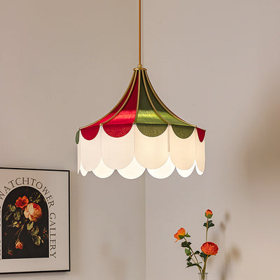 Modern Art Deco Metal Fabric Round 1-Light Pendant Light For Bedroom