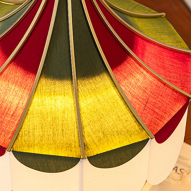 Modern Art Deco Metal Fabric Round 1-Light Pendant Light For Bedroom
