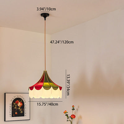 Modern Art Deco Metal Fabric Round 1-Light Pendant Light For Bedroom