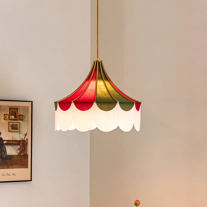 Modern Art Deco Metal Fabric Round 1-Light Pendant Light For Bedroom