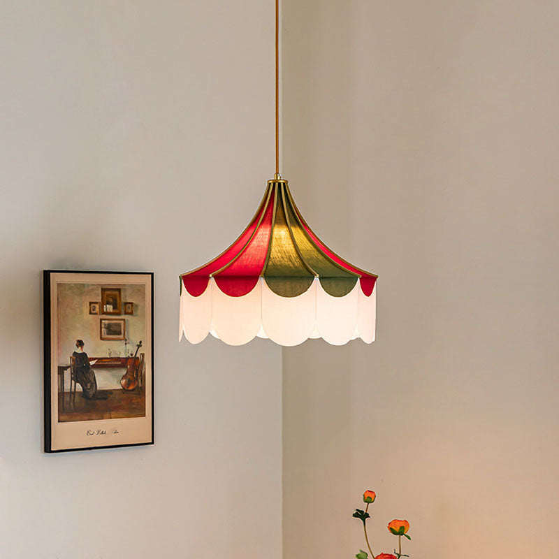 Modern Art Deco Metal Fabric Round 1-Light Pendant Light For Bedroom