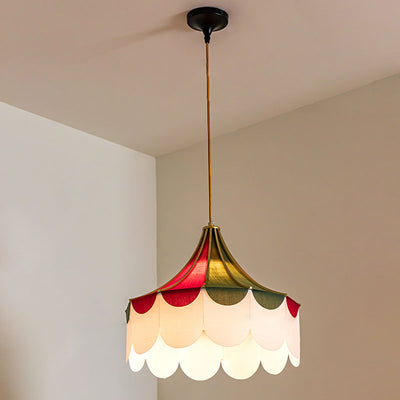 Modern Art Deco Metal Fabric Round 1-Light Pendant Light For Bedroom