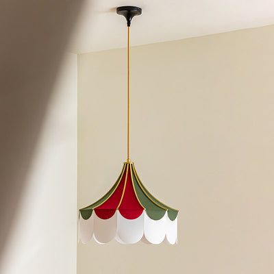 Modern Art Deco Metal Fabric Round 1-Light Pendant Light For Bedroom
