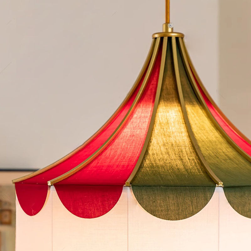Modern Art Deco Metal Fabric Round 1-Light Pendant Light For Bedroom