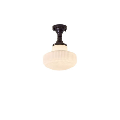 Traditional French Iron Glass Round 1-Light Semi-Flush Mount Ceiling Light For Living Room