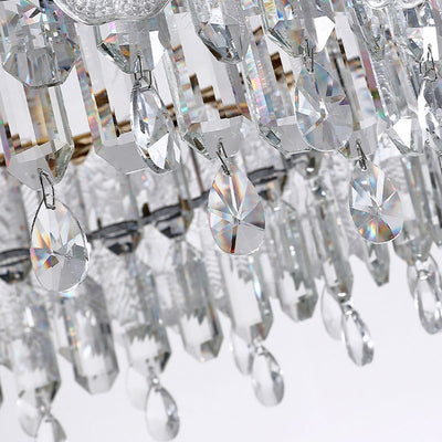 Traditional French Stainless Steel Glass Crystal Flower Round LED Chandelier For Bedroom