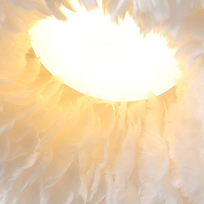 Modern Art Deco Feather Iron Wreath Round 3/6/8 Light Flush Mount Ceiling Light For Bedroom