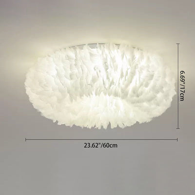 Modern Art Deco Feather Iron Wreath Round 3/6/8 Light Flush Mount Ceiling Light For Bedroom