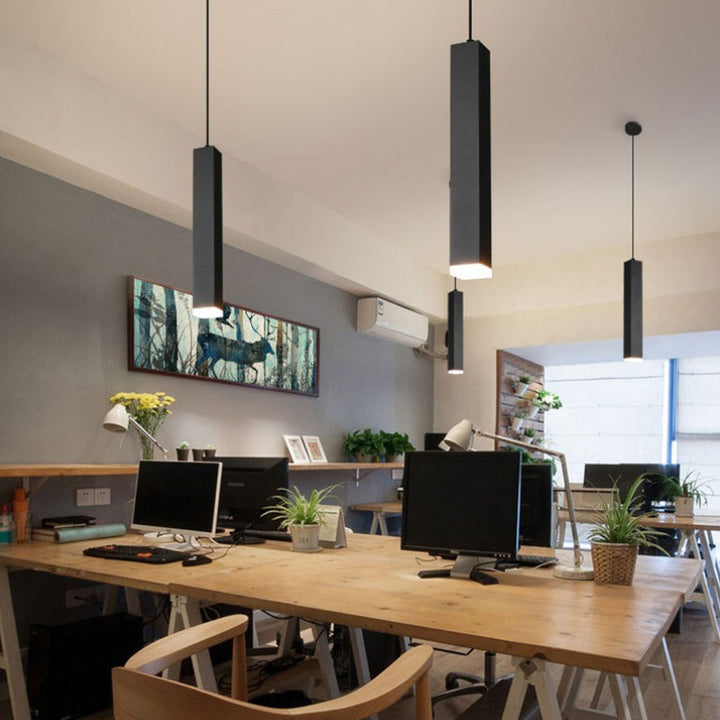 Lámpara colgante lineal LED de vidrio y aluminio minimalista moderna para sala de estar 