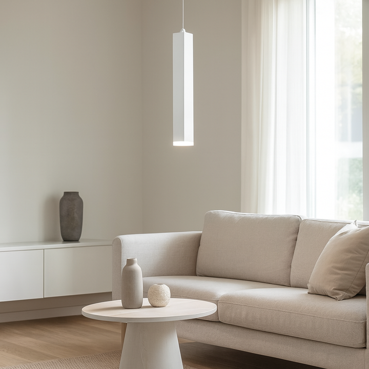 Lámpara colgante lineal LED de vidrio y aluminio minimalista moderna para sala de estar 