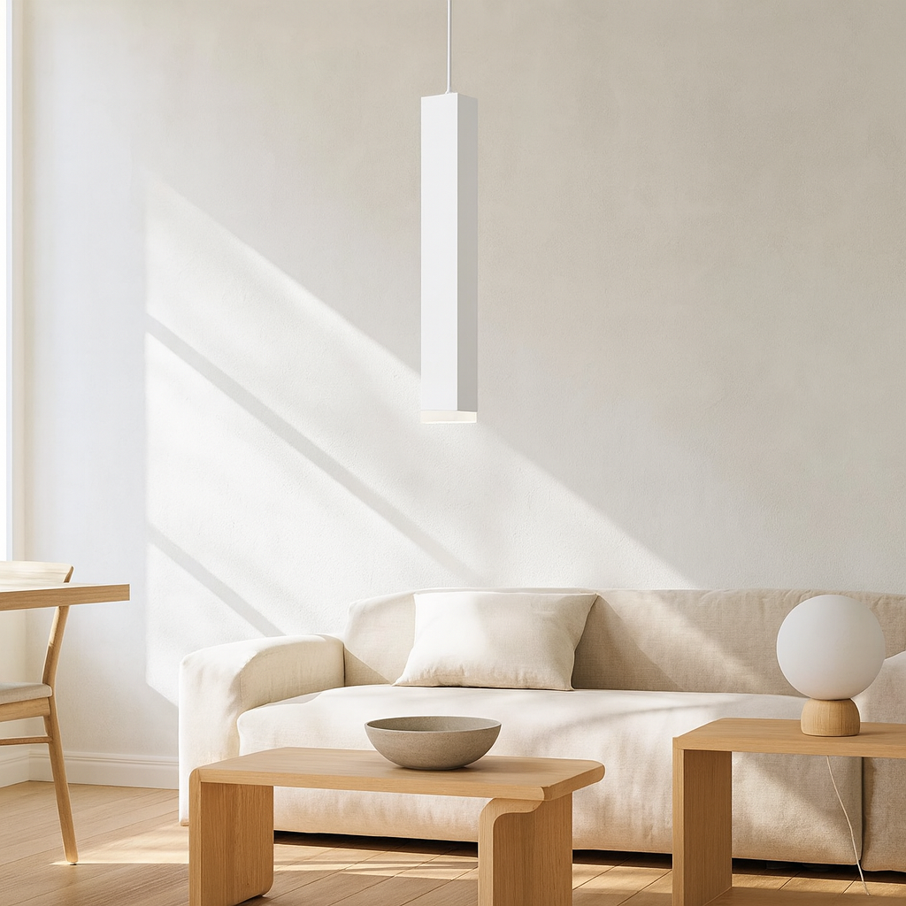 Lámpara colgante lineal LED de vidrio y aluminio minimalista moderna para sala de estar 