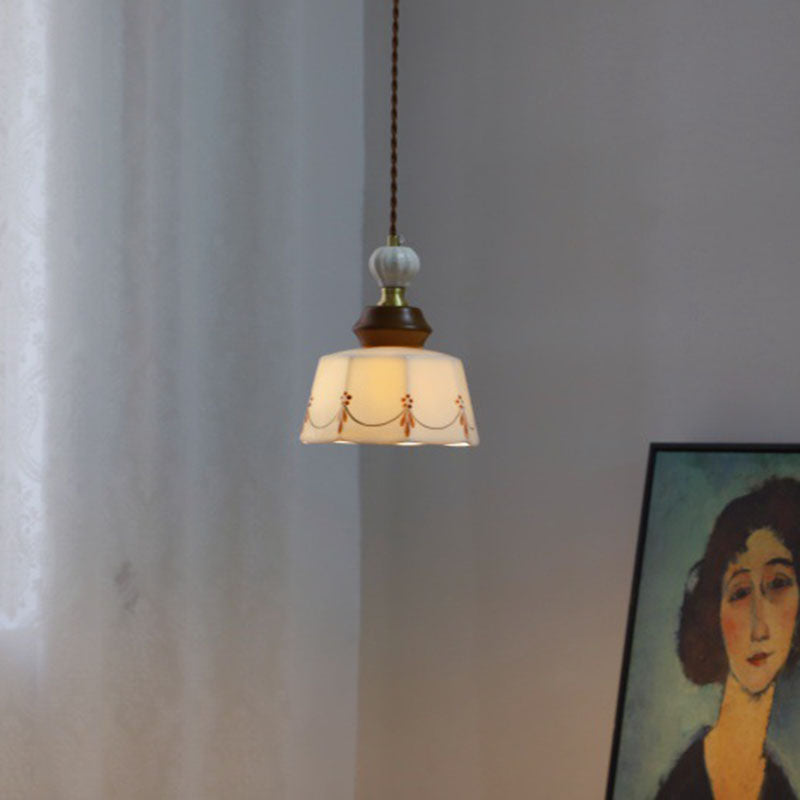 Traditional French Ceramic Copper Round 1-Light Pendant Light For Living Room