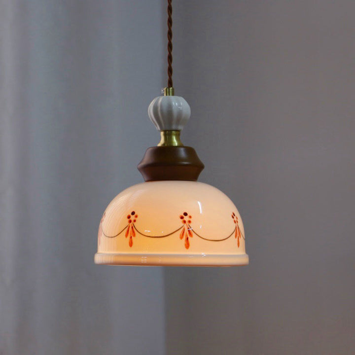 Traditionelle französische Keramik-Kupfer-Rundpendelleuchte für das Wohnzimmer 