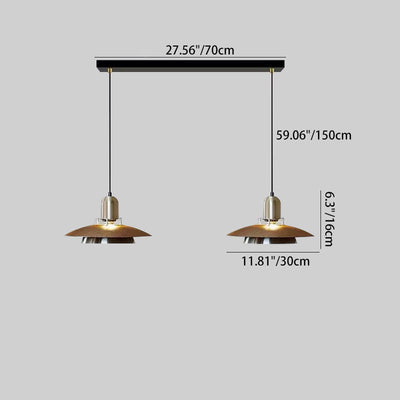 Traditional Japanese Iron ABS Flying Saucer Round 1/2/3 Light Chandelier For Dining Room