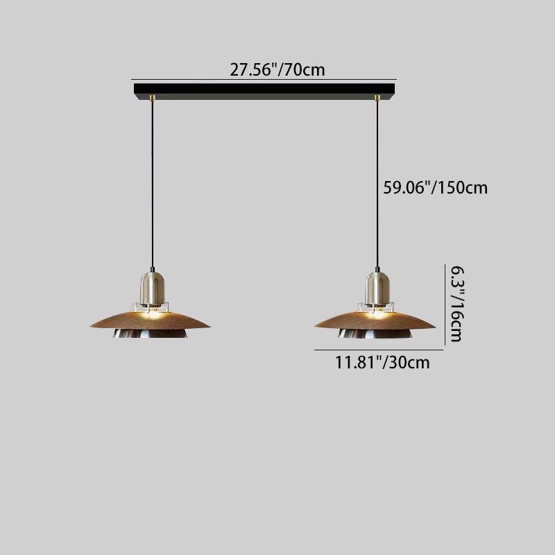 Traditional Japanese Iron ABS Flying Saucer Round 1/2/3 Light Chandelier For Dining Room
