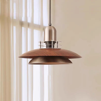 Traditional Japanese Iron ABS Flying Saucer Round 1/2/3 Light Chandelier For Dining Room