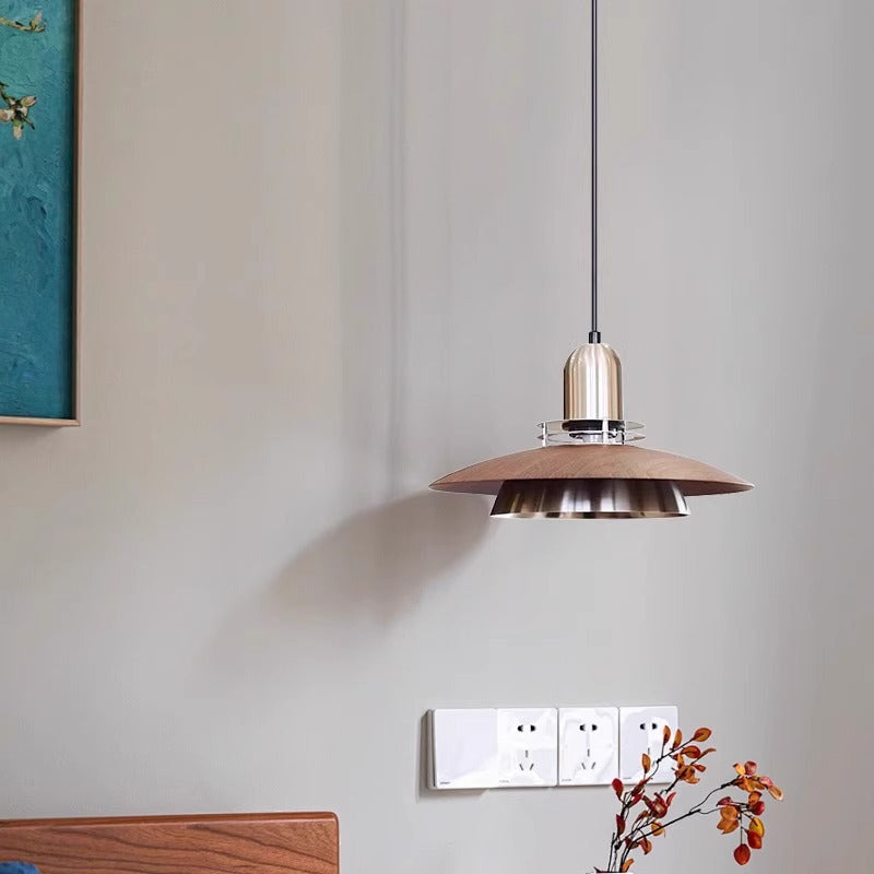 Traditional Japanese Iron ABS Flying Saucer Round 1/2/3 Light Chandelier For Dining Room