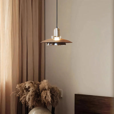 Traditional Japanese Iron ABS Flying Saucer Round 1/2/3 Light Chandelier For Dining Room