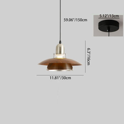 Traditional Japanese Iron ABS Flying Saucer Round 1/2/3 Light Chandelier For Dining Room