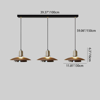Traditional Japanese Iron ABS Flying Saucer Round 1/2/3 Light Chandelier For Dining Room
