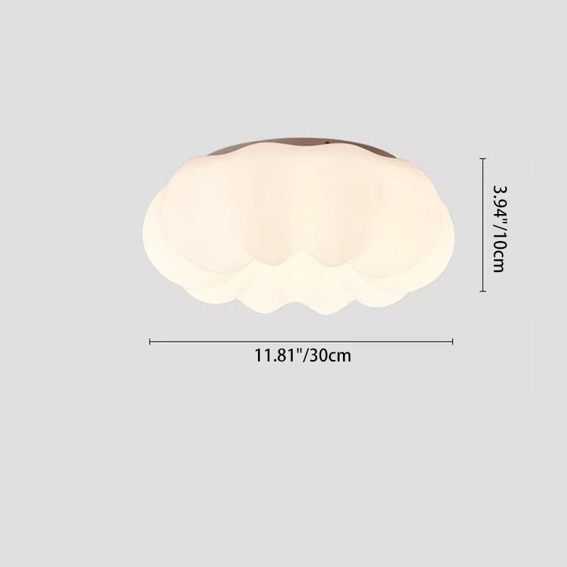 Modern Minimalist Iron PE Cream Round LED Flush Mount Ceiling Light For Hallway