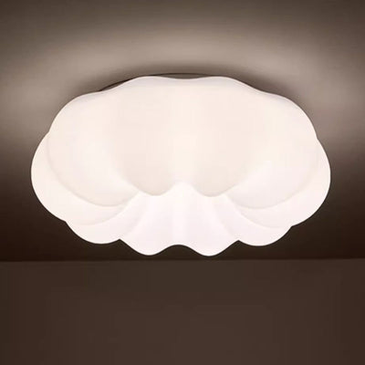 Modern Minimalist Iron PE Cream Round LED Flush Mount Ceiling Light For Hallway
