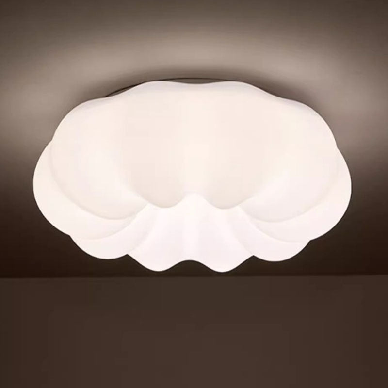 Modern Minimalist Iron PE Cream Round LED Flush Mount Ceiling Light For Hallway
