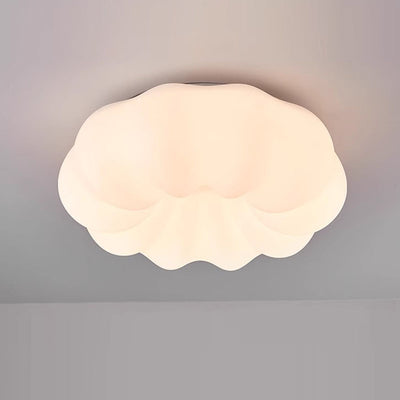 Modern Minimalist Iron PE Cream Round LED Flush Mount Ceiling Light For Hallway