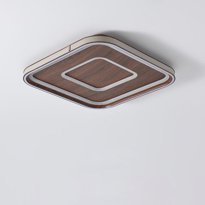 Zeitgenössische Retro Eisen Acryl Aluminium Kunstleder Runde LED Deckenleuchte für das Wohnzimmer 