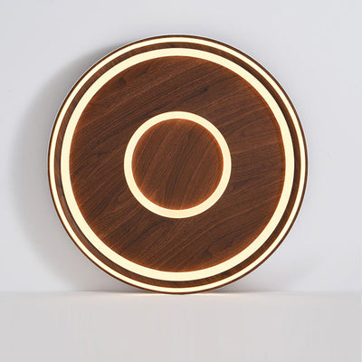 Contemporary Retro Iron Acrylic Aluminum Faux Leather Round LED Flush Mount Ceiling Light For Living Room